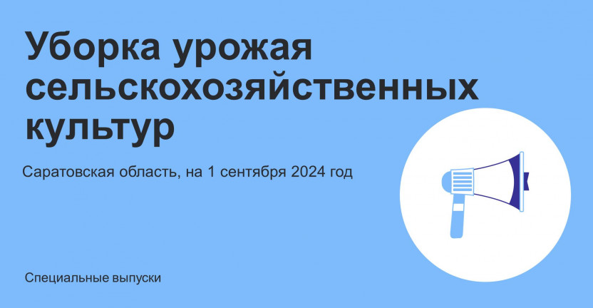 Уборка урожая сельскохозяйственных культур в Саратовской области на 1 сентября 2024 года